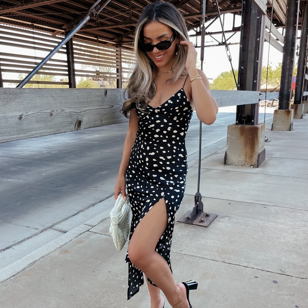 Petal & Pup Black and White Polka Dot Midi Dress